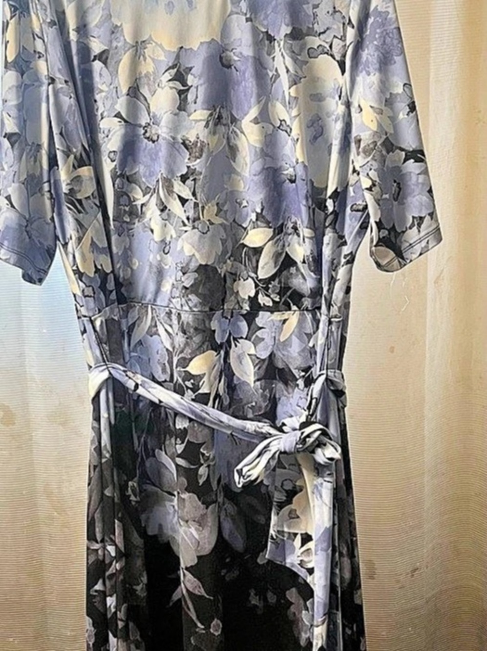 Kasper Blue Floral Ombre Tie Shoulder Belted Midaxi Dress Belted Midaxi